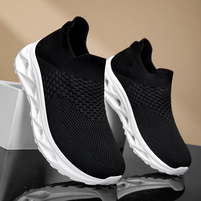 Wide Head Fly-Woven Casual Sports Shoes, Couples One-Pedal Lazy Shoes, Large Size Men'S Mesh Running Shoes