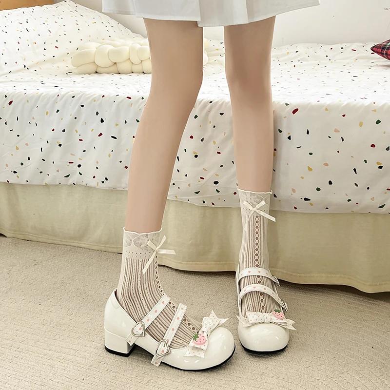 Fashion Women's 2025 Fall New Versatile Shallow Opening Bow Single Shoes French Sweet Thick Heel Mary Jane Shoes