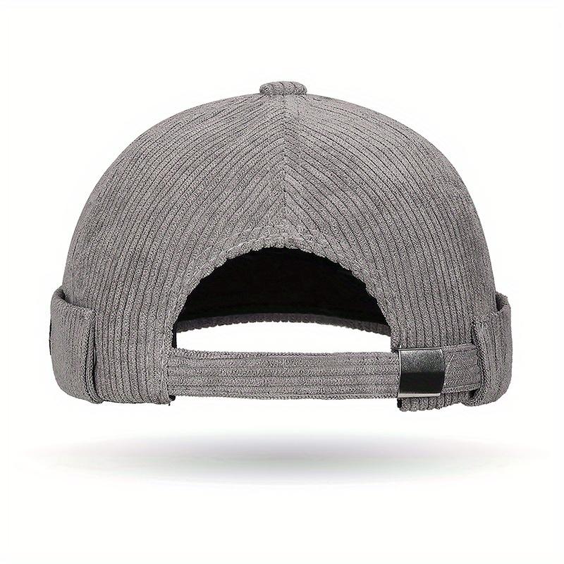 1pc Unisex Corduroy Beanie Cap - Solid Color, Lightweight, Snap Closure, Woven Polyester Fashion Hat for Spring/Autumn, Suitable for Thanksgiving