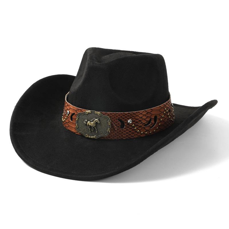 Suede Western Cowboy Hat Men's and Women's Retro Hat Belt Mauni Top Hat Ethnic Style Retro Jazz Hat