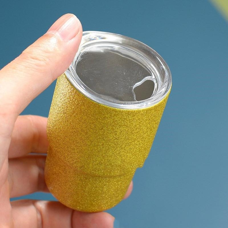 6/10pcs Stainless Steel Vacuum Tumbler Travel Mug With Straw Reusable 3oz Car Cup Small Water Bottle Ice Coffee Cup