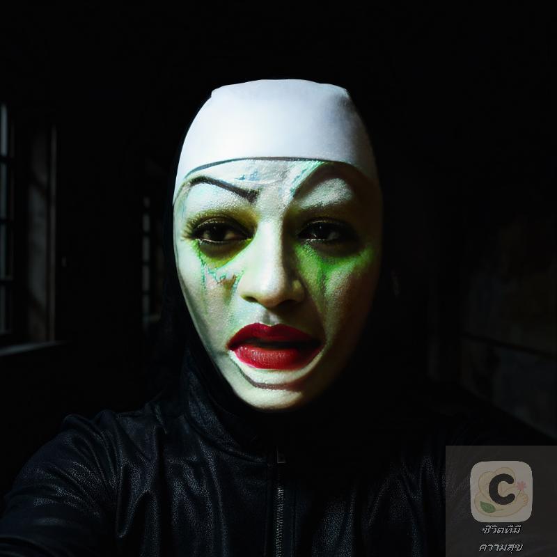 Nun Horror Costume, Synthetic Latex Mask with Detailed Work for Halloween Street Style