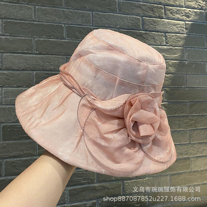 New Summer Mesh Mother Hat Outdoor Face Small Shading Breathable Versatile Flower Bucket Hat Beach Sun Protection Hat