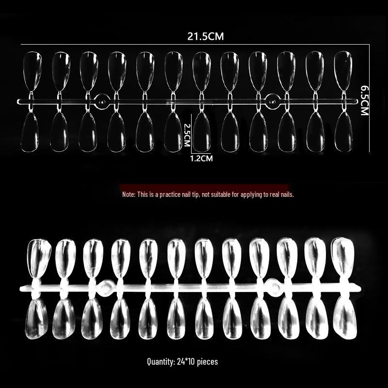 Almond Teardrop Fake Nail Tips Set with Patterns – 240-Piece Display for Nail Art Practice
