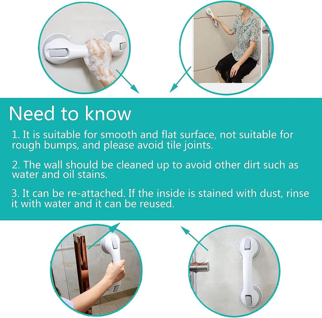 2 PCS Grab Bars for Bathtubs and Showers, Shower Handles for Elderly Suction, Bathroom Accessories for Shower Chair