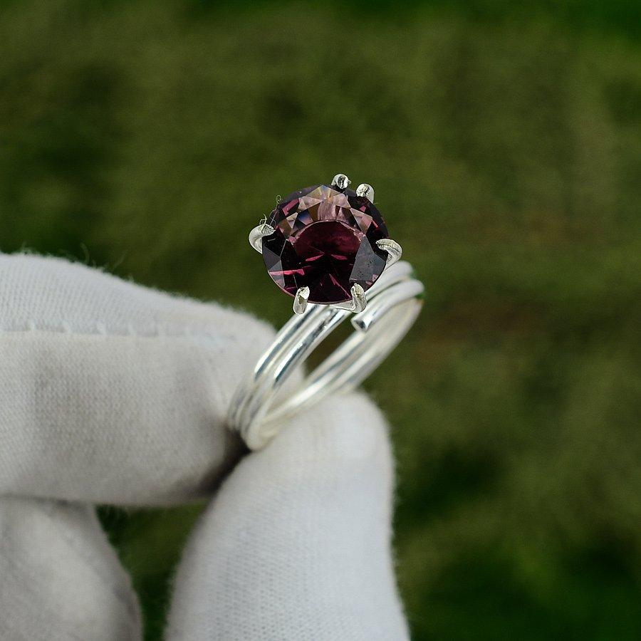 Mothers day Sale 925 Silver Natural African Amethyst Promise Bezel Ring Jewelry Adjustable