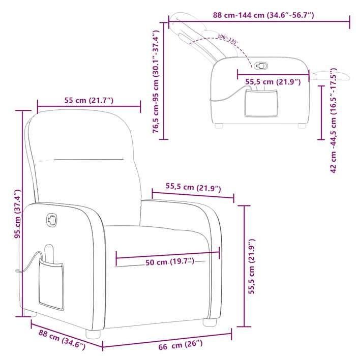 VidaXL Fauteuil de massage inclinable Gris clair Tissu, fauteuil de massage, fauteuil, fauteuil canapé, fauteuil de bureau 4015532