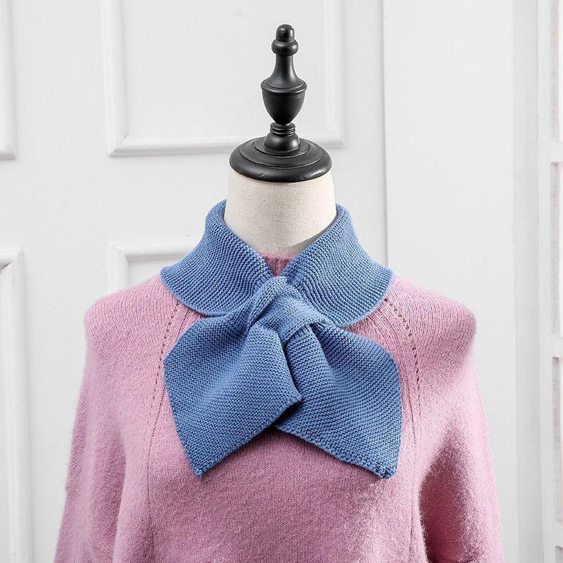 Autumn Winter Scarf Soft Neck Scarf Girls Knitted Sweater Bowtie Women Casual Cross Fishtail Scarf Straps Ladies Shawl