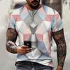 New Trend Hip Hop Harajuku Men's Summer Casual Sportwear Geometric 3D Diamond Print Top Short Sleeve T-shirt