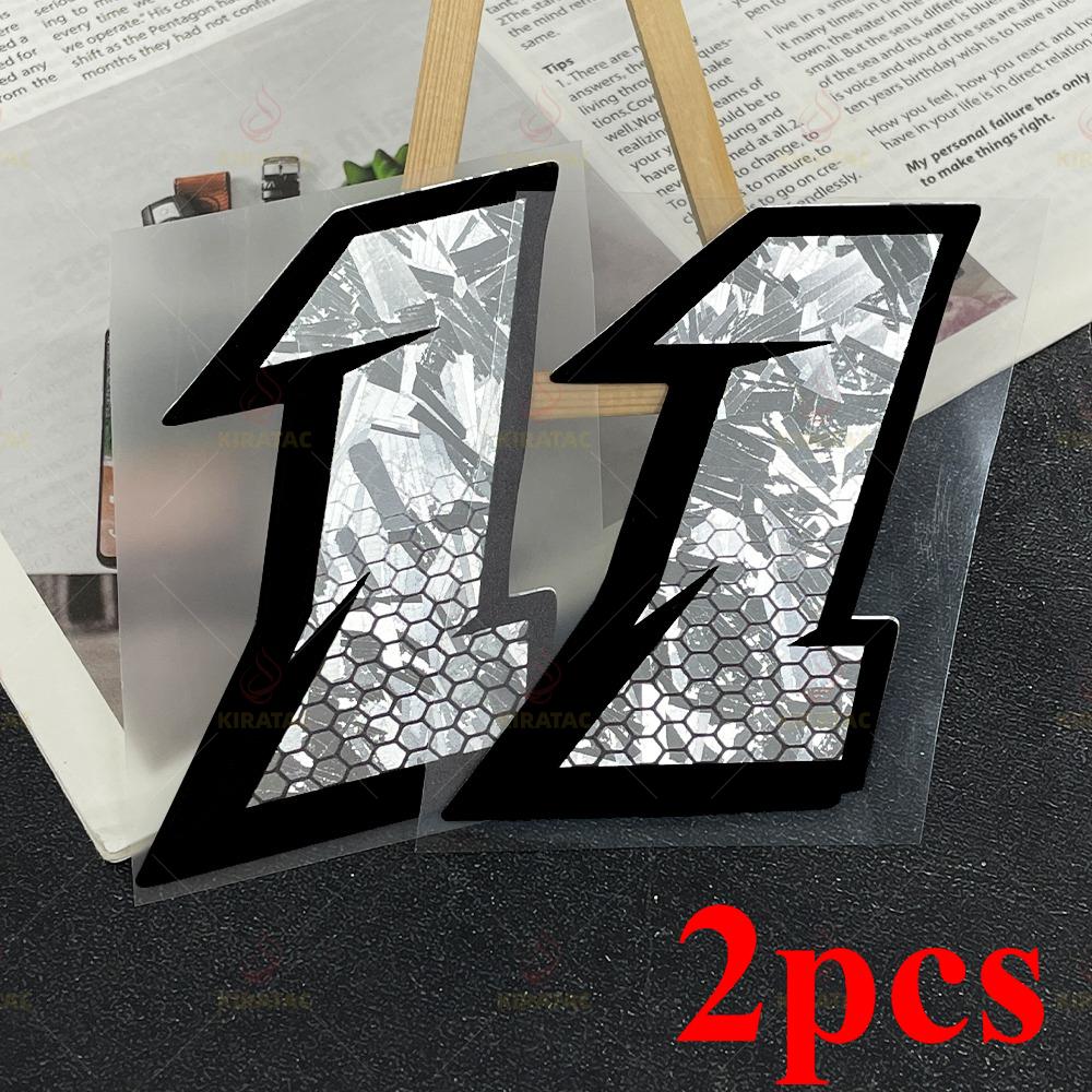 2PCS Honeycomb Arabic Numerals Silver Carbon Fiber Motorcycle Sticker Waterproof for Helmet Front Fairing Scooter Vinyl Decals
