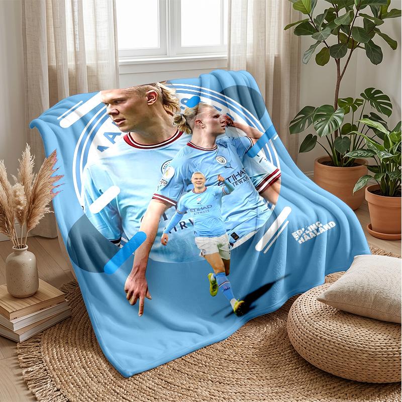 Erling Haaland Theme Blanket Soft Flannel Blanket Plush Throw Blanket Cozy Sofa Bed Blanket for Home Decor
