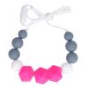 Baby Nursing Necklace Food Grade Medium Hardness Round Hexagonal Beads Easy Cleaning Portable Teething Toys Rose Red