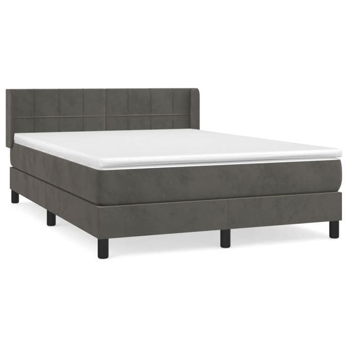 Maison Exclusive - Sommier à lattes de lit et matelas Gris foncé 140x200cm Velours