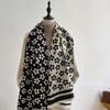 Scarf Women'S Korean Version Flower Thickened Warm Scarf Long Fashion Versatile Dual-Use Student Shawl