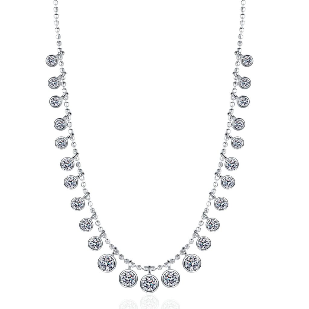 Yin Baichuan S925 Sterling Silver Moissanite Necklace - High-End Luxury European & American Style.