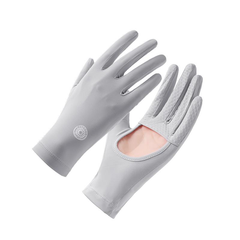 Sunscreen Gloves for Women's Ice Silk Summer Anti-ultraviolet Outdoor Thin Cycling Driving Anti Slip Palm Hollow Gloves