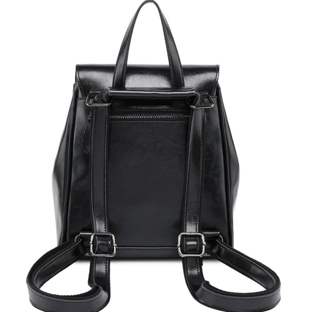 Women's Leather Backpack Versatile Oil Wax Cowhide Backpack