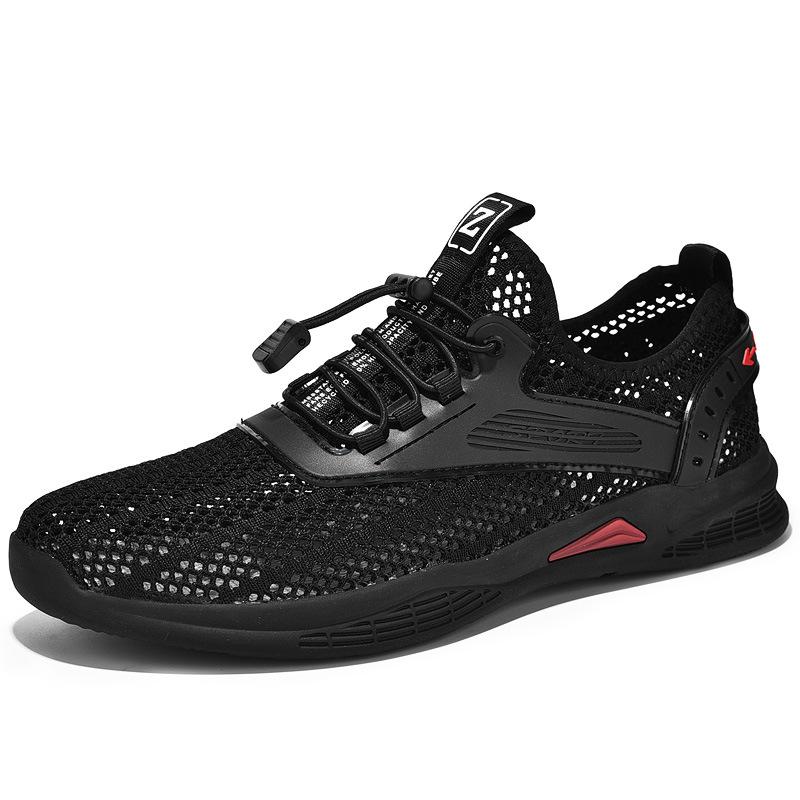 

Сетчатые мужские туфли летние сетчатые мужские туфли дышащие трендовые повседневные полые спортивные туфли универсальные уличные альпинистские туристические туфли 38 чёрный