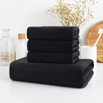Black Microfiber Quick-Dry Hair Towel - Soft, Thickened, Ideal for Washing Hair