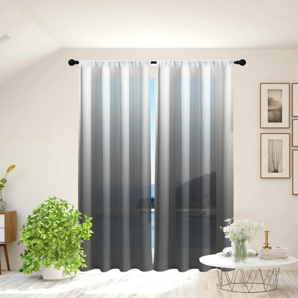 2pcs Gradient Color Simple Style Rod Pocket Curtain, Window Treatment For Living Room Bedroom Dorm Room Decor Home Decor