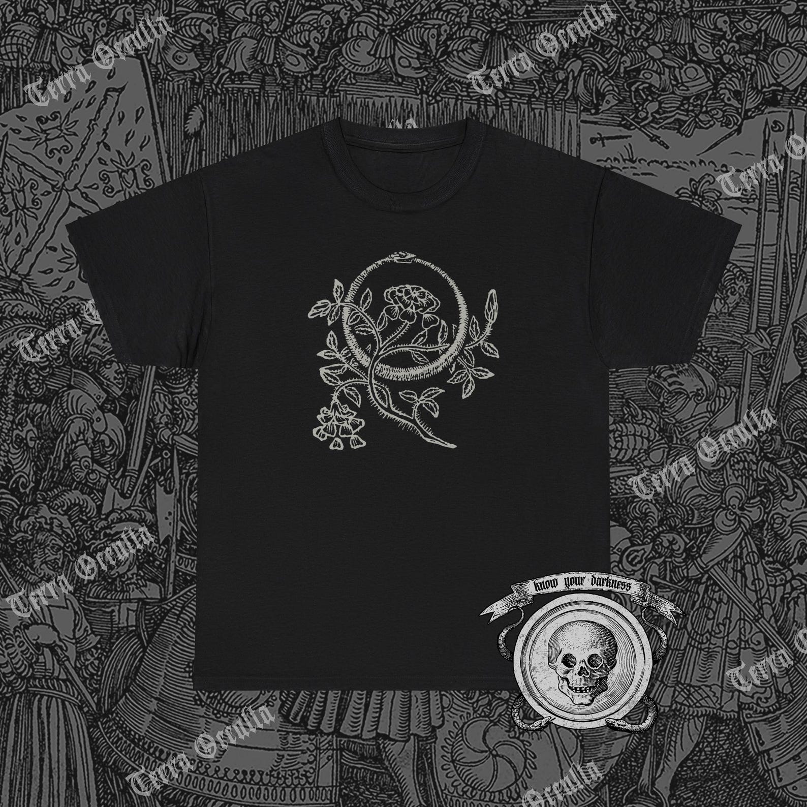 Snake With Roses Shirt, Ouroboros, Claude Paradin, Alchemy 3XL