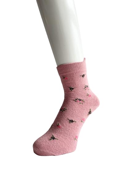 Socks with Easy to Put on with One Wool Floral No Elastic Suitable for Nursing and Set E20 Women's Non-Slip Backing, Hand, Blend, Warm, Print, Cuff,