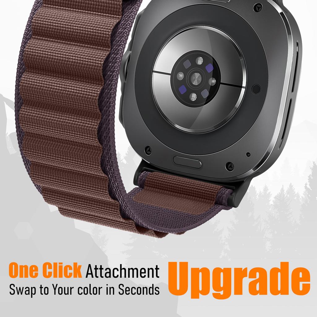 One Click Alpine Band for Galaxy Watch Ultra 47mm Sport Bands Rugged Nylon Woven Trail Strap for Samsung Galaxy Watch 7 Ultra Wristband Replacement