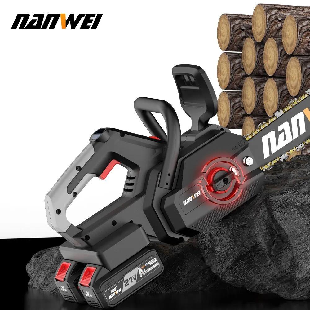 NANWEI Σετ Ηλεκτρικού Αλυσοπρίονου 16 ιντσών, Υπαίθριο Μίνι Αλυσοπρίονο με Κινητήρα Χωρίς Ψήκτρες, Επαναφορτιζόμενο Αλυσοπρίονο Logging Μονοχείρος με Μπαταρία Λιθίου