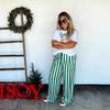 2026 New Women's Loose Casual Striped Printed Long Straight Pants