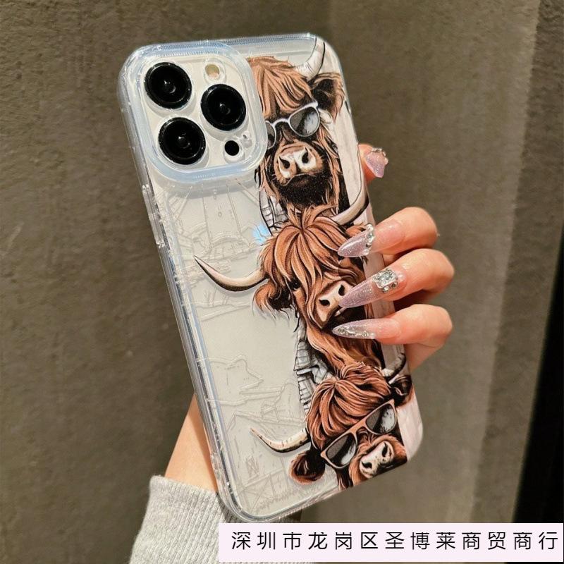 Three calves for apple 16pro mobile phone case iPhone15pro transparent 14/13/12 airbag 11 Europe and America