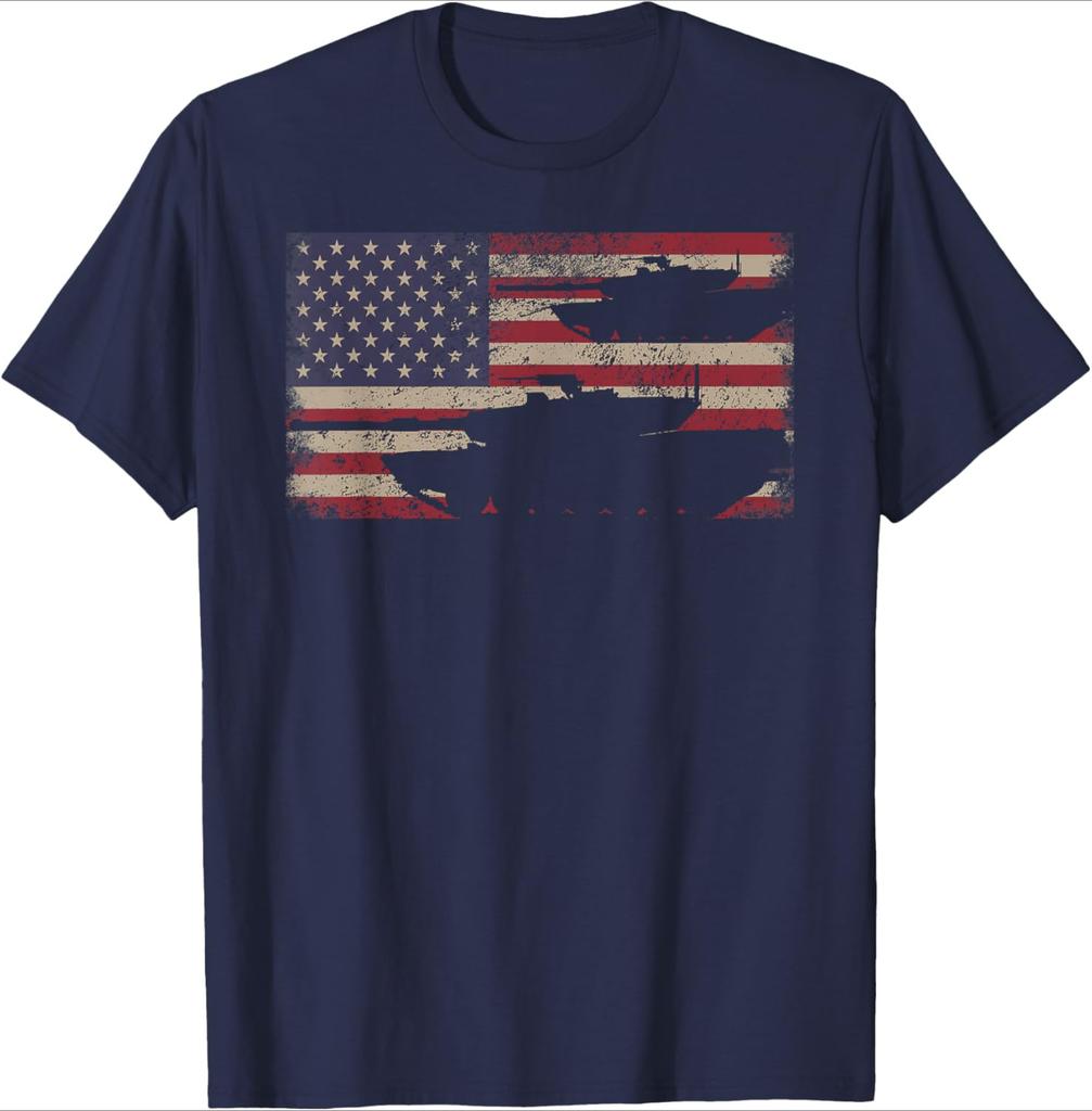 M1 Abrams Battle Tank USA American Flag Design 100 Cotton Summer Short Sleeve Oneck Casual Printed Mens Tshirt
