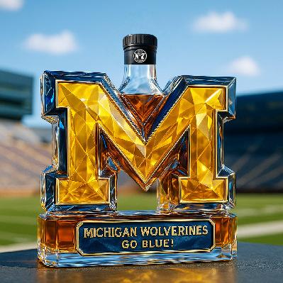 Michigan Wolverines Letter M Whiskey Decanter - Creative Borosilicate Glass Liquor Carafe & Wine Bottle for Home Bar Decor