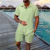 Summer Men's Pure Color Casual Blended Short-sleeved T-shirt Shorts Suit