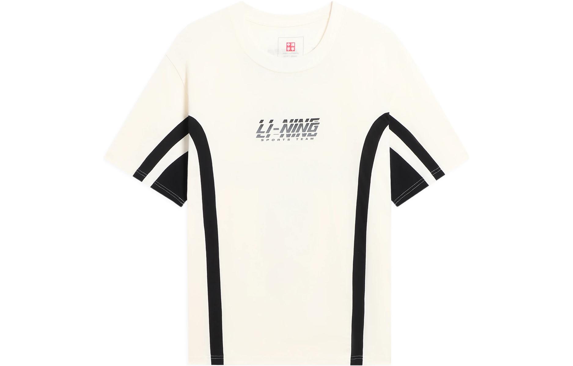 Li Ning China Li Ning T Shirts Men s Ecru Crew Neck Moderate Other AHSS121-1 XL