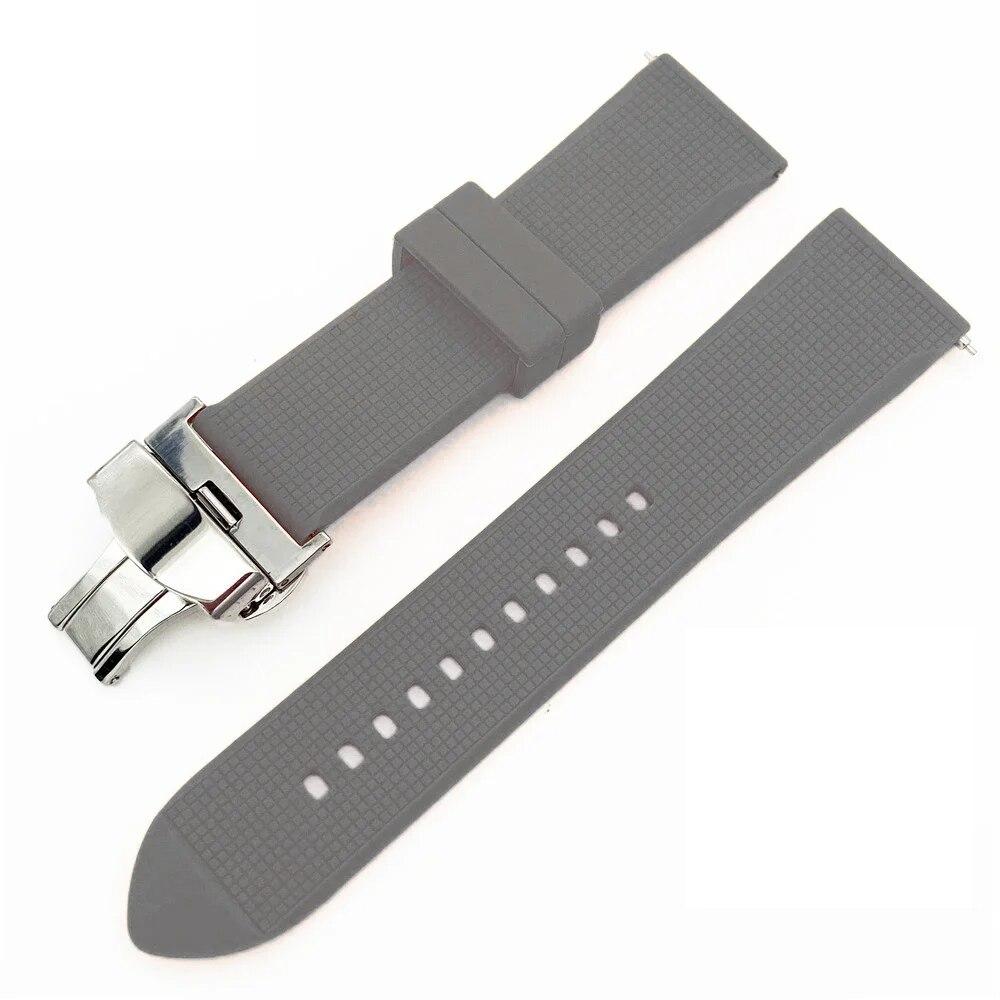 Bracelet de montre en Silicone 18 20mm 22mm 24mm, pour Samsung Galaxy Watch 4 42mm 46mm, caoutchouc à dégagement rapide, boucle papillon