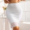 Sottogonna a mezza lunghezza con bordo in pizzo da donna, Sottogonna midi antistatica anti-sfregamento, Gonna sottoveste estiva elastica in vita tinta unita per l'uso quotidiano da donna
