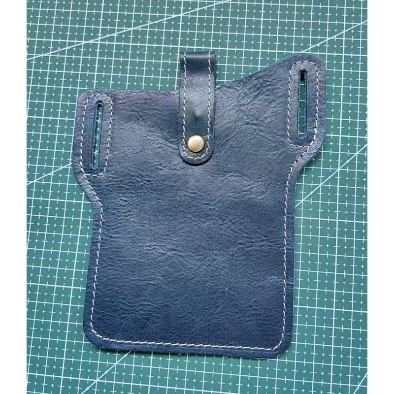 

Men s Genuine Leather Waist Bag Crazy Horse Phone Retro Outdoor Wearing Belt Hanging 20X12X2 синій