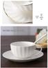 Nordic Style Bone China Coffee Set - Gold Trimmed Butterfly Design Cups (White).