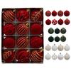 Red Flocked Burgundy Velvet Christmas Ball Ornament, 12-pack (6cm)