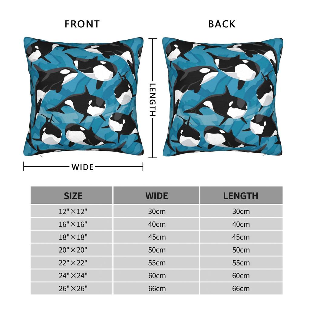Orca Whale Patterns Pillow Case Comfy Pillow Cover For Sofa Car Home Decor Morden Cushion Cover
