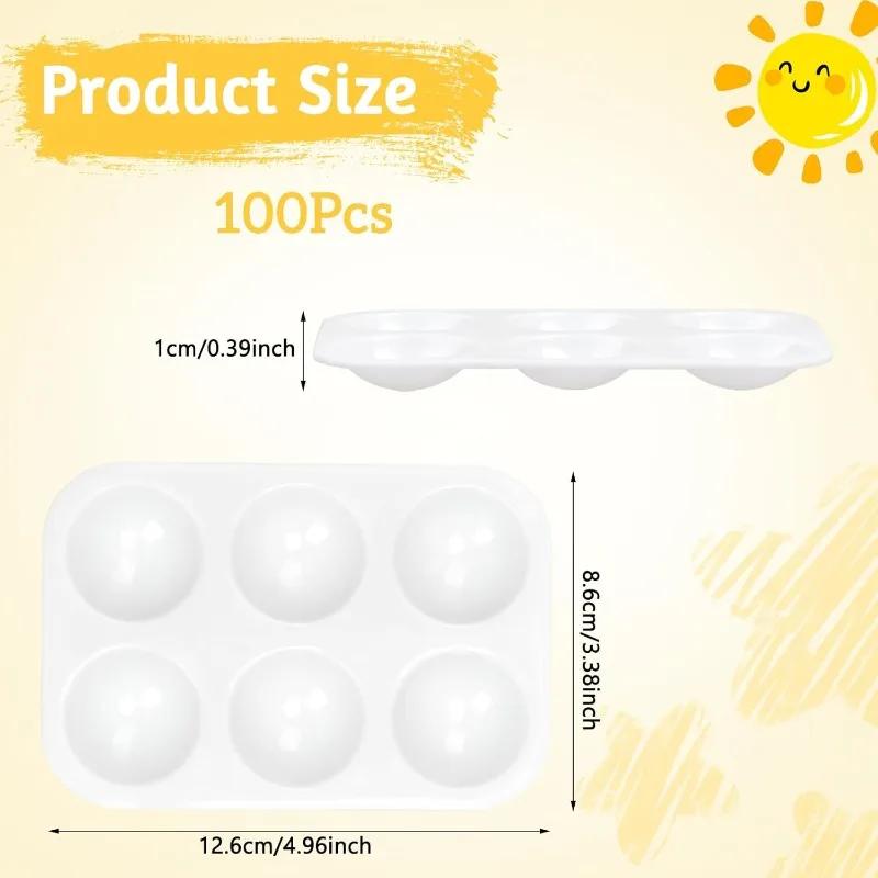 100PCS Plastic Paint Pallets for Kids or Students Watercolor Palette Painting Tray for DIY Craft and Art Painting.