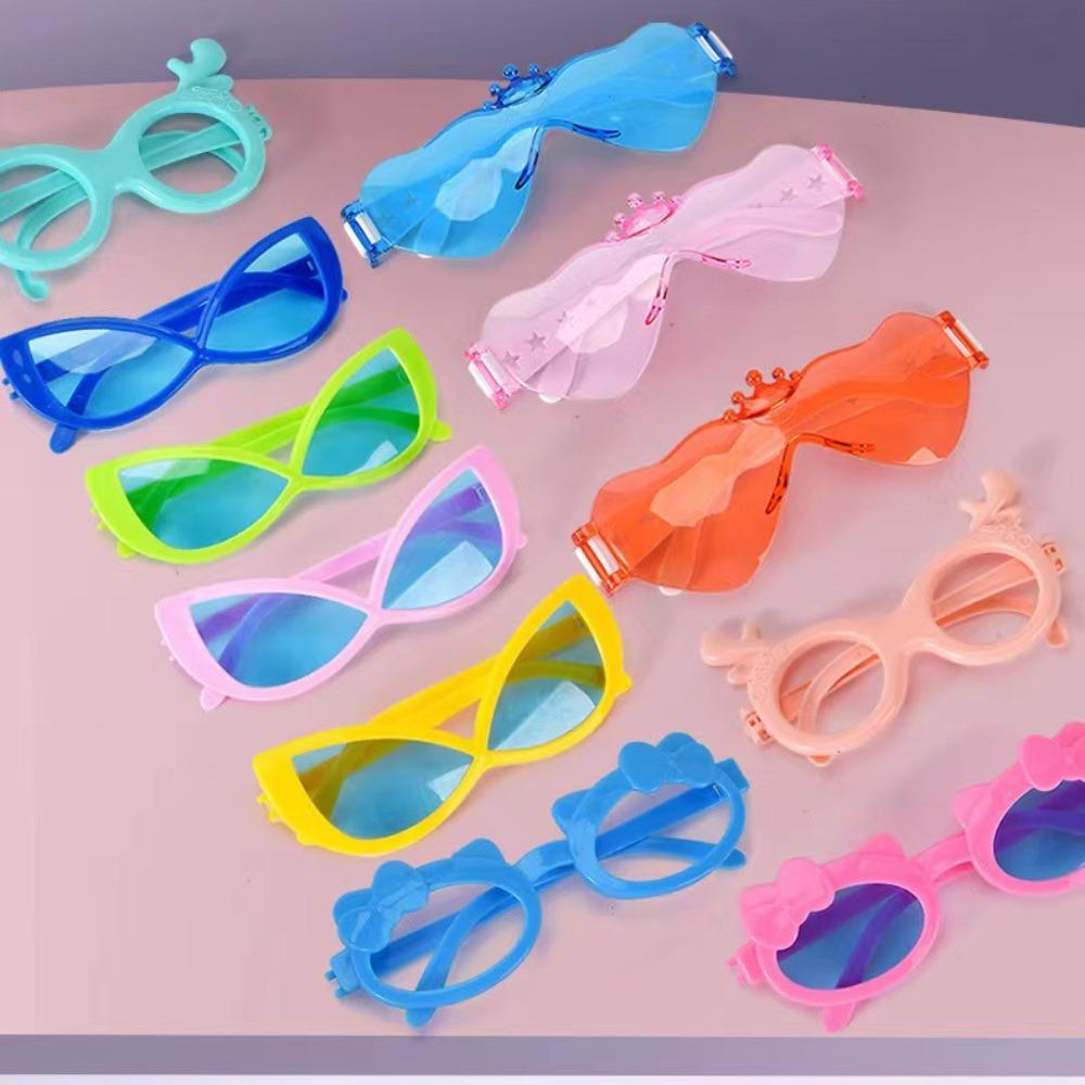2pcs/set Doll Sunglass Retro Cool Doll Glasses Multicolor Mini Plastic Glasses for Doll  Dolls House