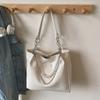 Solid Color Pu Leather Women's Shoulder Bag Sweet Pearl Chain Ladies Casual Tote Large Capacity Portable College Girls Handbags