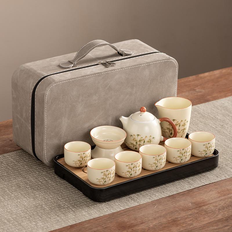 Dragon Egg Teapot Huang Ru Kiln Travel Kung Fu Tea Set Household Portable Teacup Teapot Light Luxury Business Gifts