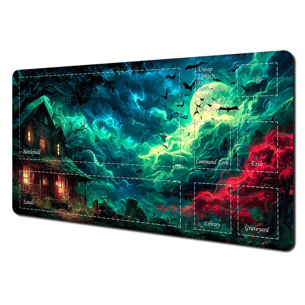 Magic Playmat card gaming mat with zone Terrifying Forest Hut mtg playmat Xcm Desk Mat gathering game mat magic card rug 800x300x2mm