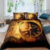 Compass Duvet Cover SetHand Drawn Windrose Floral Arrangement Design Compass Boating Theme PrintBedding Set DecorFull Size