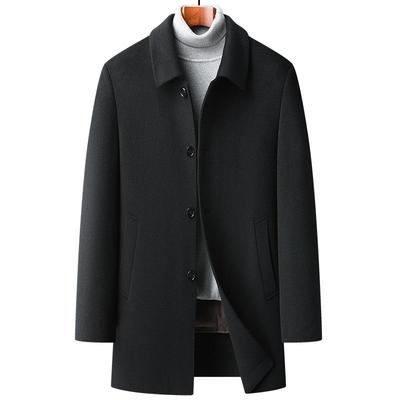 Wool-stitched Double-sided Nylon Wool Coat for Men, Autumn and Winter Down-lined Anti-cold Woolen Coat