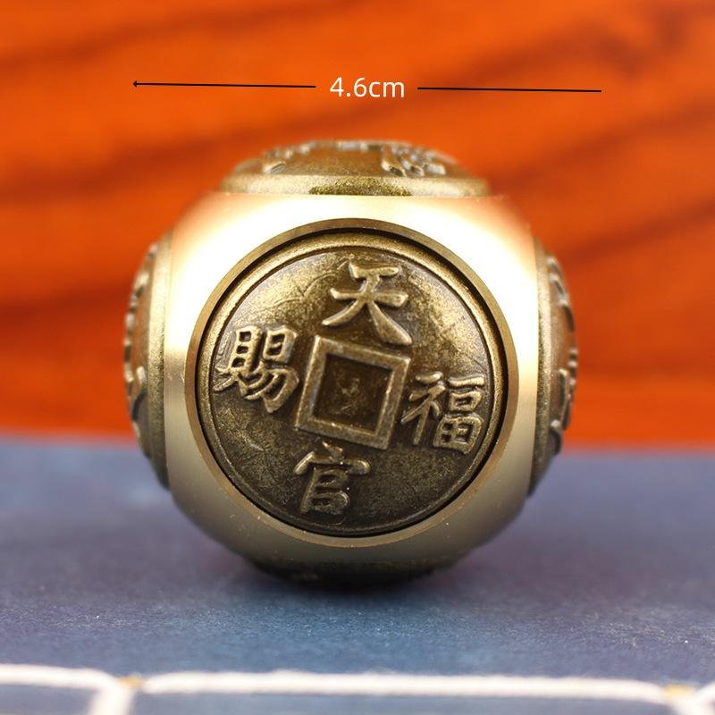 Brass Cube Six-Sided Rotation Spherical Hand Spinner Chinese Style Stress Relief Toys Adult Antistress Fidget Toy