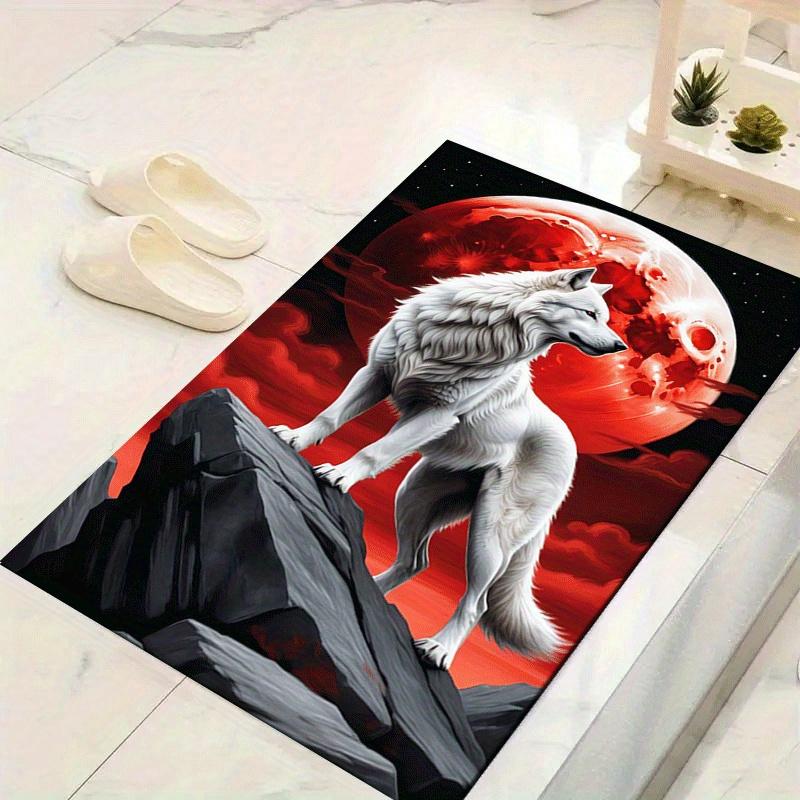 

1pc White Wolf Print Design Area Rug - Soft, Anti-Slip, and Durable Gaming Room Decor for Bedroom 60cm by 90cm