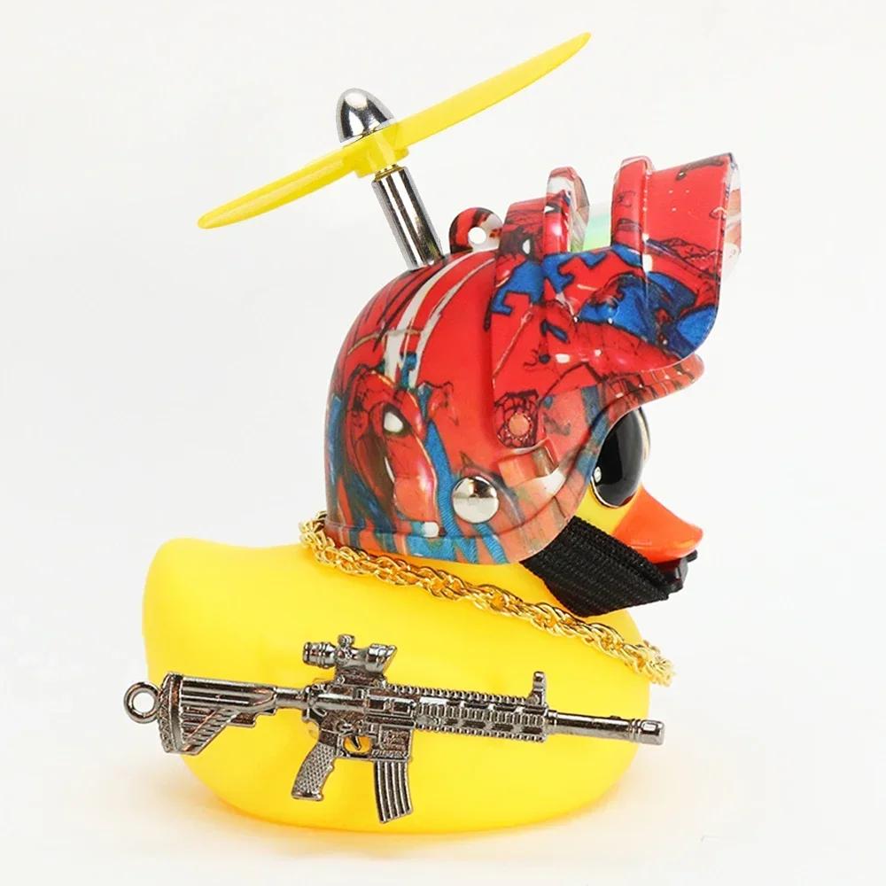 Yellow Duck with Helmet for Bike Without Lights Auto Car Accessories Duck In The Car Car Interior Decoration Motor Accessories
